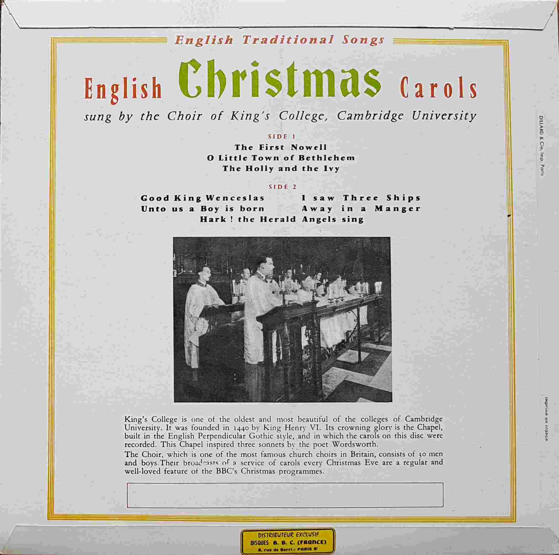 Picture of ETS 3 Christmas carols by artist Choir of King's College, Cambridge from the BBC records and Tapes library